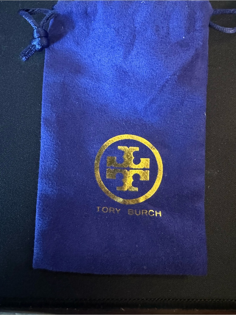 Tory Burch Purple Velvet Drawstring Pouch with Gold Logo - Picture 3 of 3